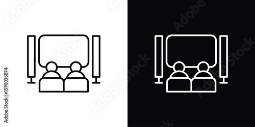 Home cinema icon black vector concept - stock vector.