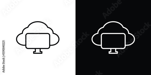 Cloud computing icon black vector concept - stock vector.