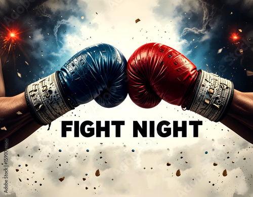 Wallpaper Mural The two boxing gloves clashing in the center, adding the text fight night. Torontodigital.ca