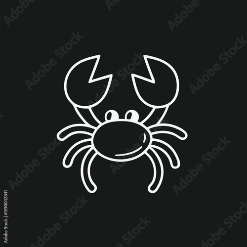 Cute Cartoon Crab Icon for Beach, Seafood, and the Cancer Zodiac Sign