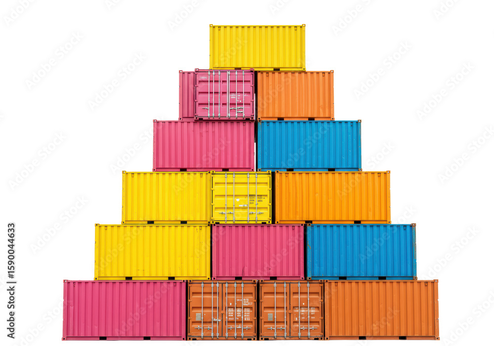 Isolated Stack of Multicolored Shipping Containers Isolated Stack of Multicolored Shipping Containers