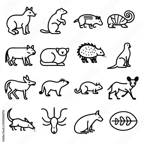 Diverse animal icons collection wildlife mammal