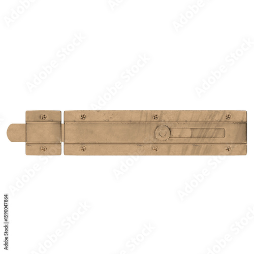 Billede på lærred 3D rendering illustration of a sliding bolt door latch with knob