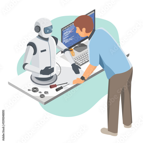 Young man spending free time learning new technology skills with laptop and gadgets in cozy workspace to improve self development and future career opportunities