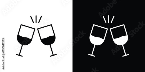 Wine toast icon vector flat symbol, glyph sign. icon concept illustration
