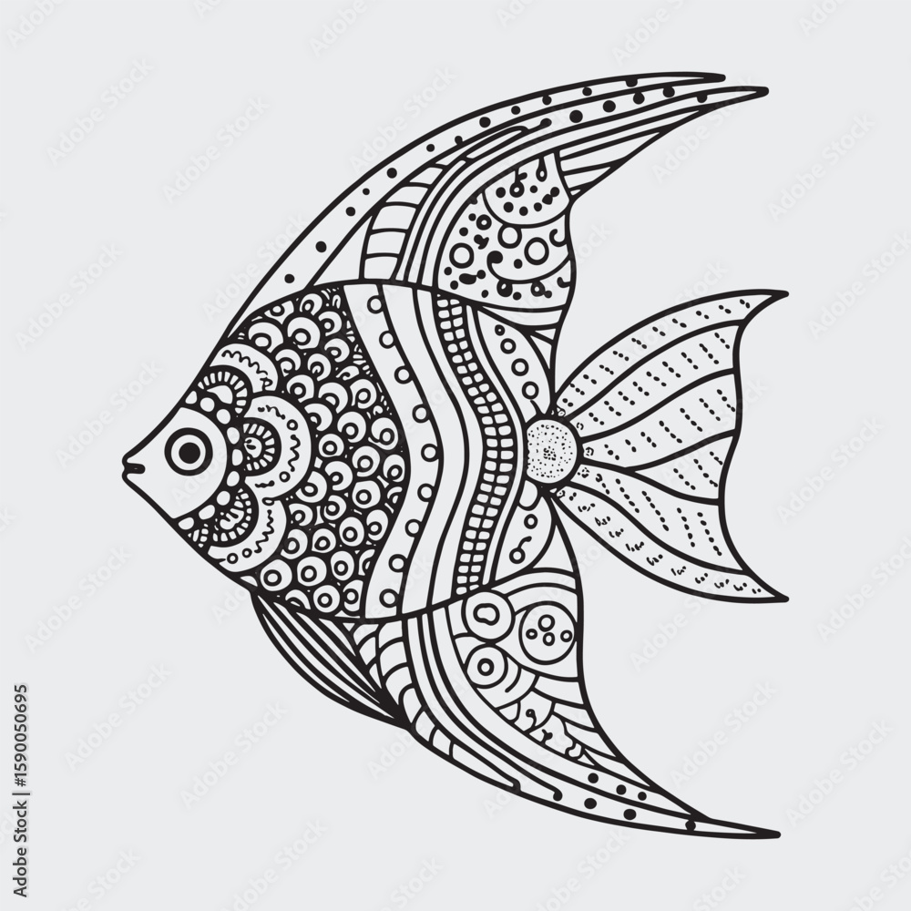 Naklejka premium Animal mandla line art coloring page