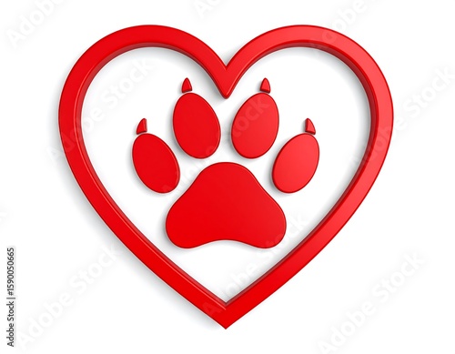 Red heart with a red paw print