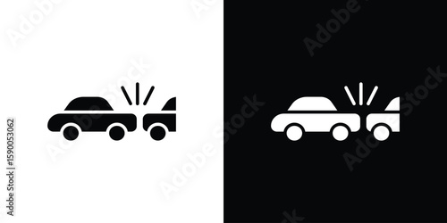 Rear end collision icon vector flat symbol, glyph sign. icon concept illustration