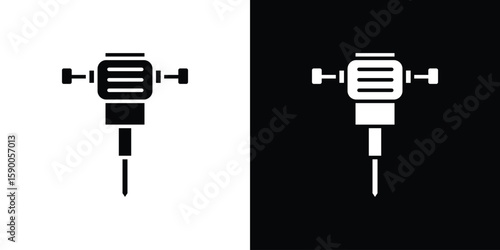 Hydraulic breaker icon vector flat symbol, glyph sign. icon concept illustration