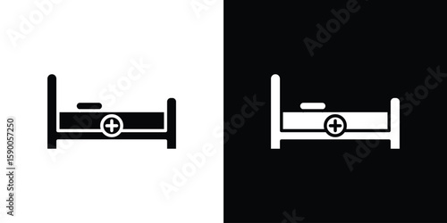 Hospital bed icon vector flat symbol, glyph sign. icon concept illustration