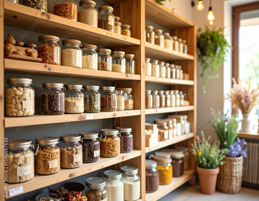 custom made wallpaper toronto digitalModern Eco Store with Zero Waste, Interior with Glass Jars. Generated image