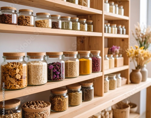 Wallpaper Mural Modern Eco Store with Zero Waste,  Interior with Glass Jars. Generated image Torontodigital.ca