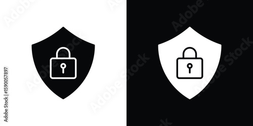 GDPR shield icon vector flat symbol, glyph sign. icon concept illustration
