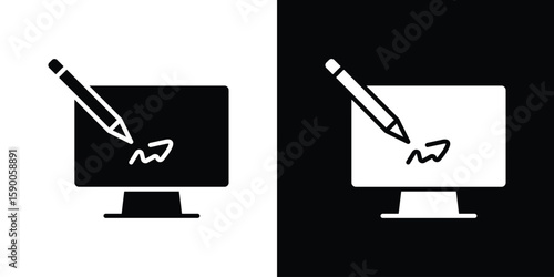 Electronic signature icon vector flat symbol, glyph sign. icon concept illustration