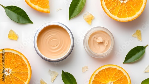 Orange vitamin c skincare products: natural beauty cream for healthy glowing skin