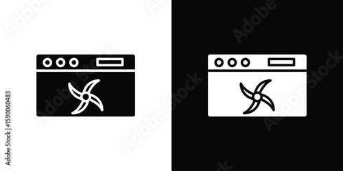 Convection turbofan stove icon vector flat symbol, glyph sign. icon concept illustration