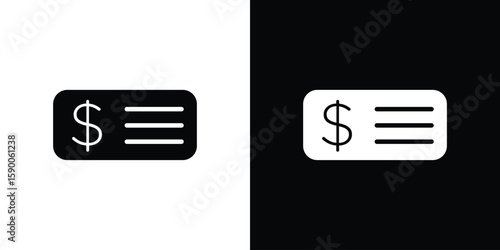 Cheque icon vector flat symbol, glyph sign. icon concept illustration