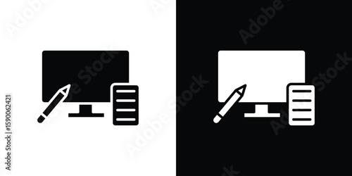 Blended learning icon vector flat symbol, glyph sign. icon concept illustration
