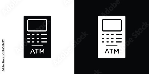 ATM machine icon vector flat symbol, glyph sign. icon concept illustration