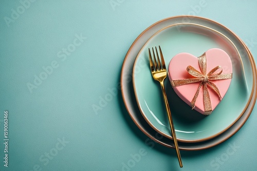Heart-shaped Gift Box on Elegant Plate With Golden Fork for Special Occasion ...