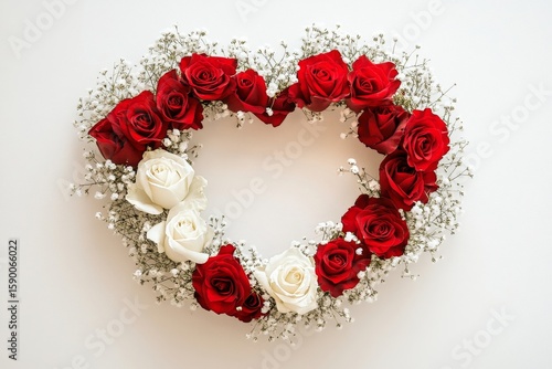 Beautiful Heart-Shaped Floral Arrangement With Red and White Roses Ideal for ...