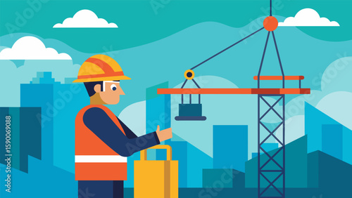 As the crane continued its work at high altitude the operators expertise and precision were crucial in ensuring the safety and success of the. Vector illustration