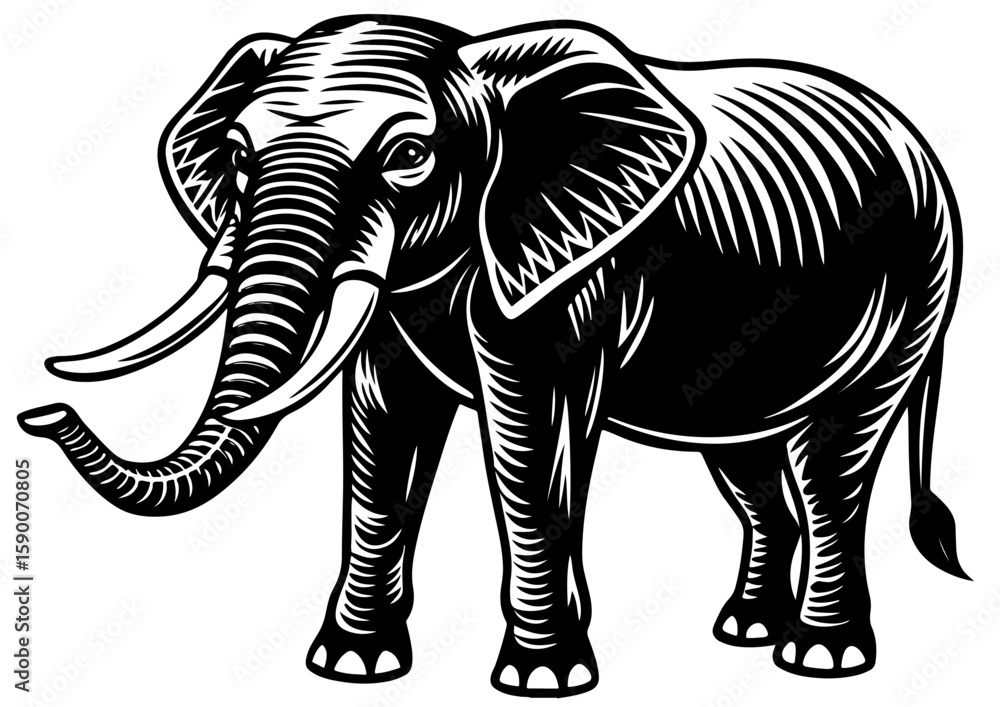 Obraz premium black vector illustrator elephant