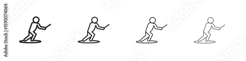 Wakeboarding icon collection. Vector illustration EPS10.