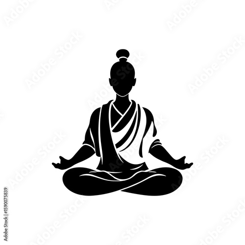 Meditating Figure in Lotus Pose Silhouette