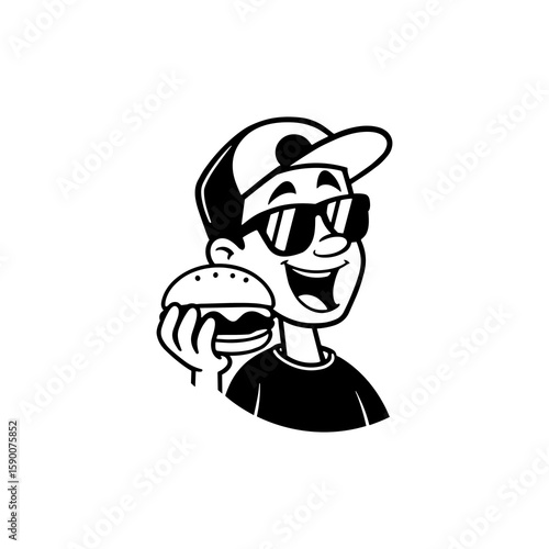 Burger-Loving Dude Cartoon