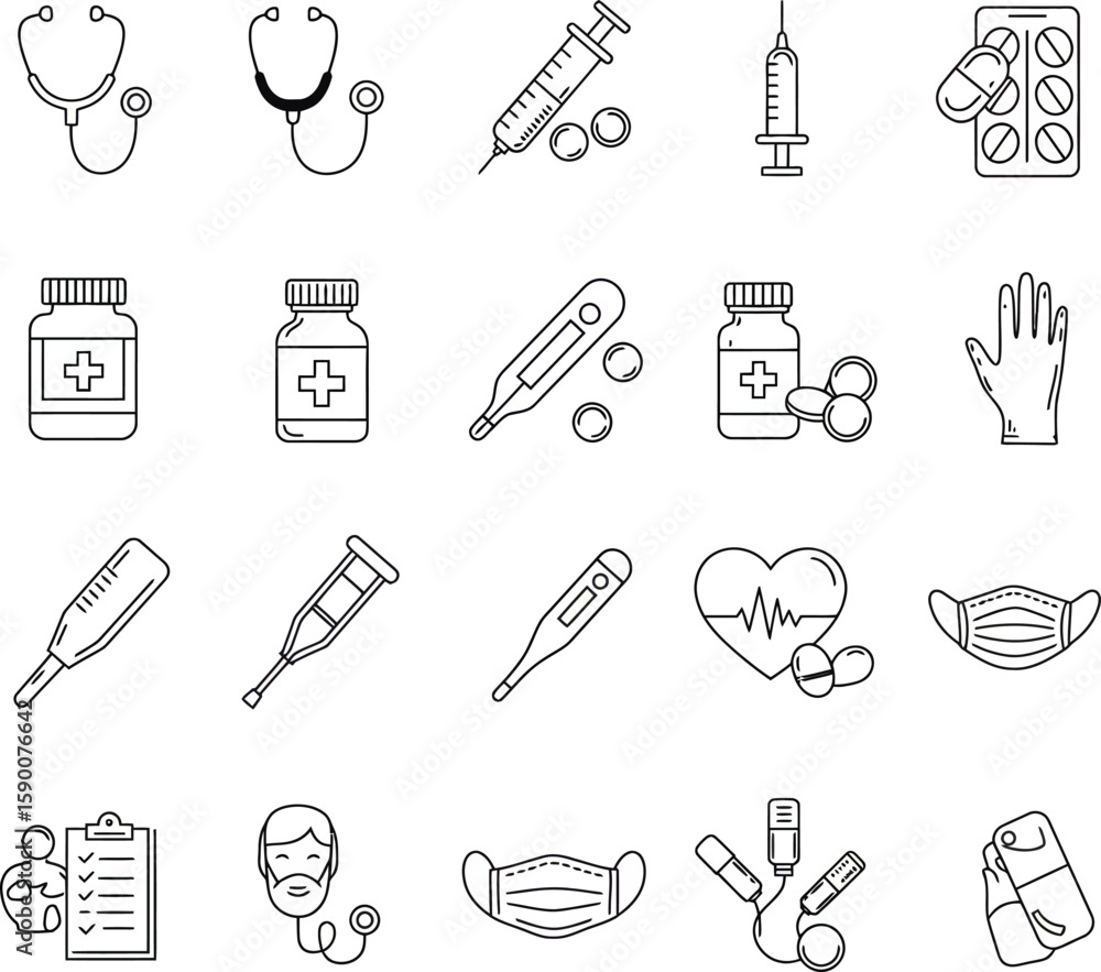 Vector art of medical equipment and supplies Vector art of medical equipment and supplies