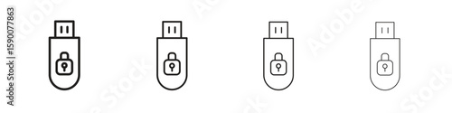Pendrive security icon collection. Vector illustration EPS10.