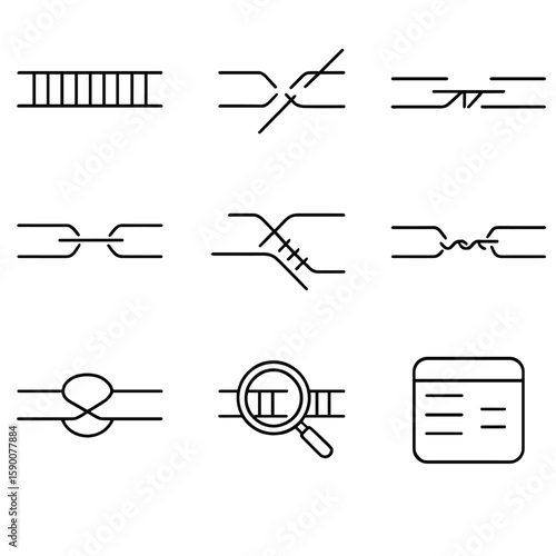 Homology Repair Icons. Line style icons of Homology-Directed Repair: HDR template strand, Cas9-induced DSB, left homology arm,