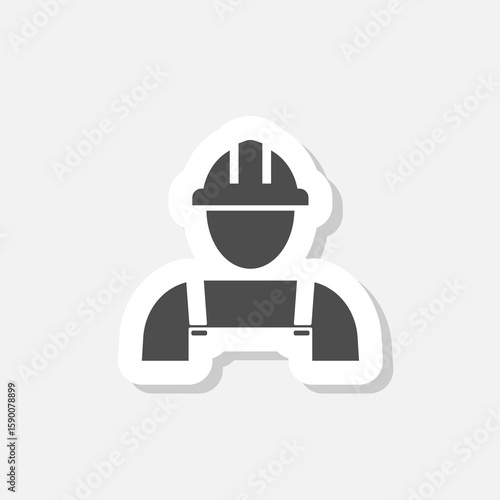 Construction Worker Icon sticker isolated on gray background