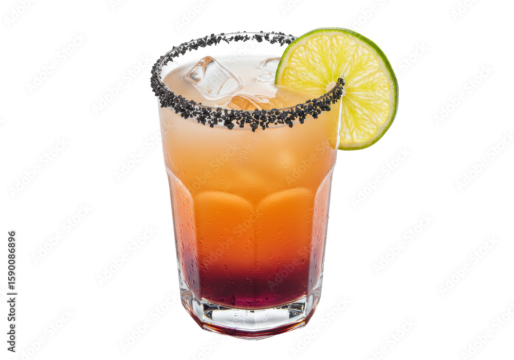 Isolated Spicy Tequila Sunrise Cocktail with Lime Garnish Isolated Spicy Tequila Sunrise Cocktail with Lime Garnish
