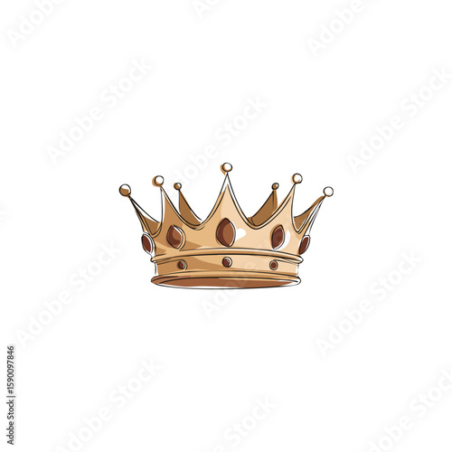 Royal Crown One Line Drawing – Continuous Single Line Art Crown Vector Illustration


