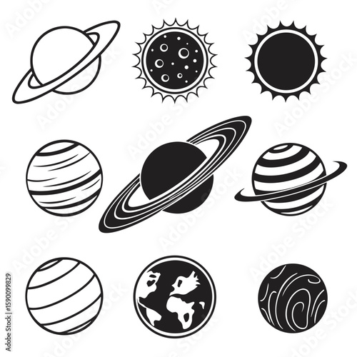 Cosmic celestial bodies and planets saturn earth