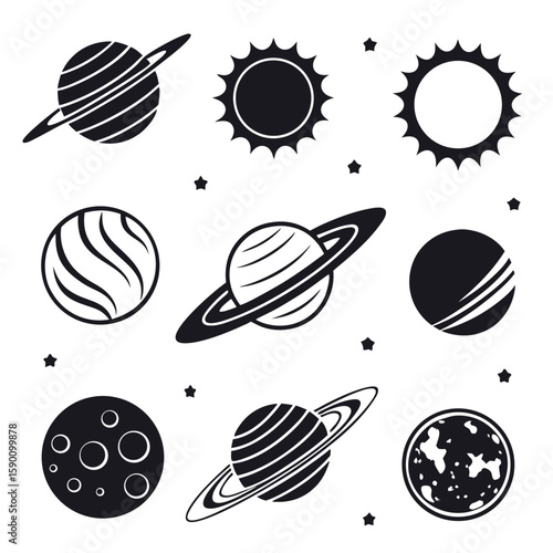 Cosmic celestial bodies and stars planet saturn