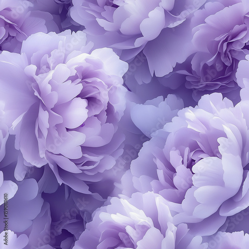 Beautiful Lavender Peony Flowers in Full Bloom in a Soft, Floral Pattern