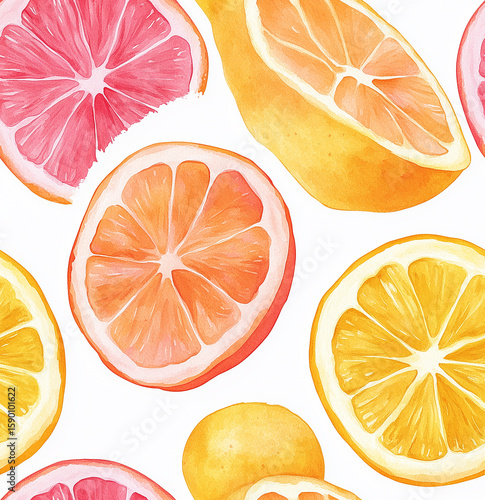 Bright Citrus Slices Arranged Artistically on a Clean White Background for a ...