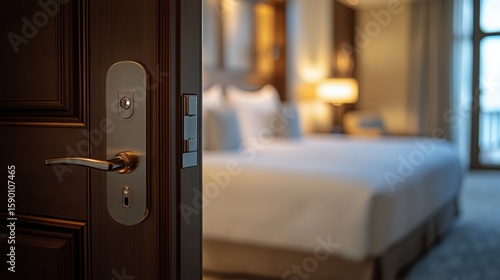 Luxury Hotel Room Entrance With Modern Decor and Elegant Ambiance in a Cozy S...