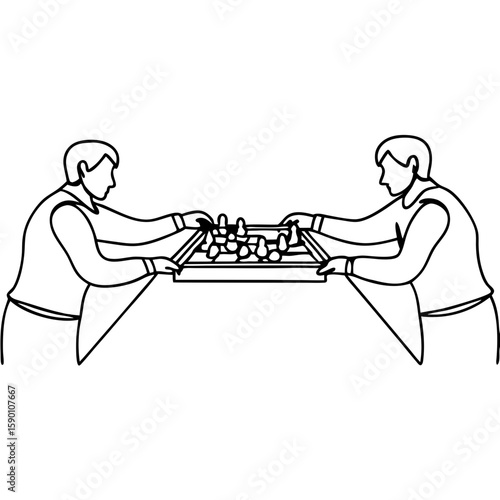 Two versus two match scene featuring two teams playing table football, focusing on strategy and teamwork. This 2v2 match scene illustrates collaboration and competition,
