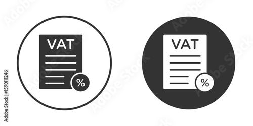Value added tax VAT icon vector graphics in black and white color