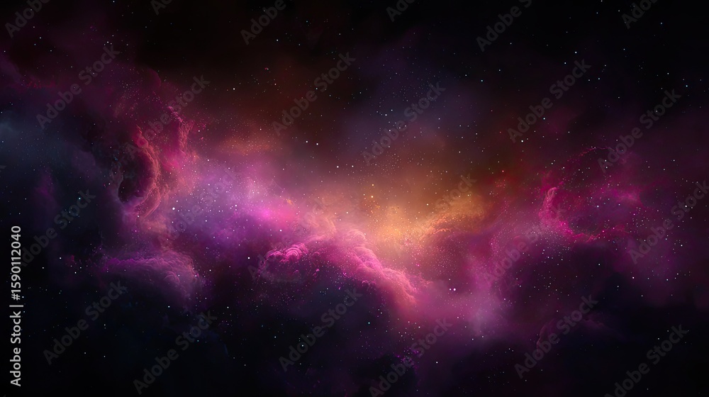 Fototapeta premium Pink Purple Orange Nebula Space Background