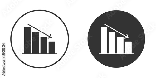 Stagflation icon vector graphics in black and white color