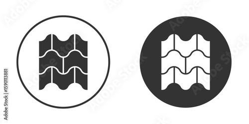 Roof tile icon vector graphics in black and white color