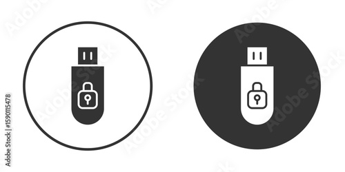 Free Download Pendrive security icon vector graphics in black and white color - GFXLoad