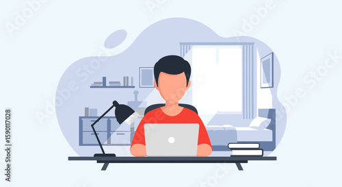 Person working from home on laptop, ideal for blogs about remote work, productivity, or work-life balance.