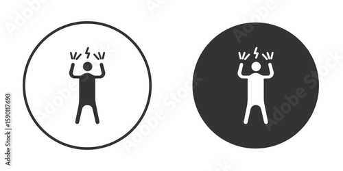 Irritated human icon vector graphics in black and white color