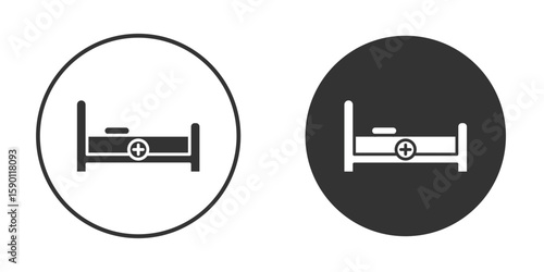 Hospital bed icon vector graphics in black and white color